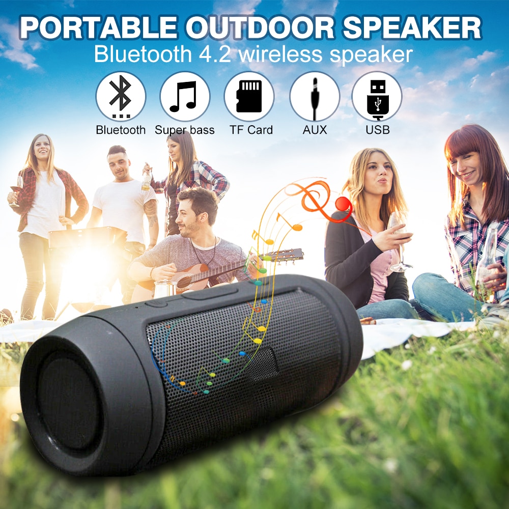 Mini Waterdichte Bluetooth Bass Speaker Draagbare Outdoor Oplaadbare Draadloze Luidsprekers Soundbar Subwoofer Luidspreker Voor Tf Fm