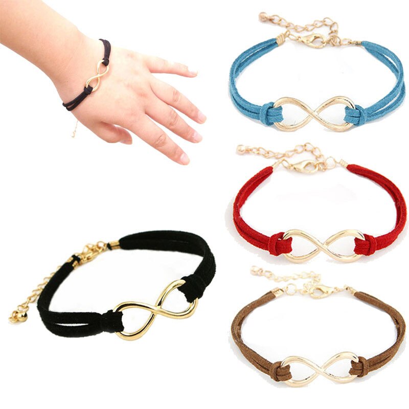 européen pas cher Punk Vintage Infinity 8 croix en cuir bracelets pour femme bracelets hommes bijoux pulseras directe