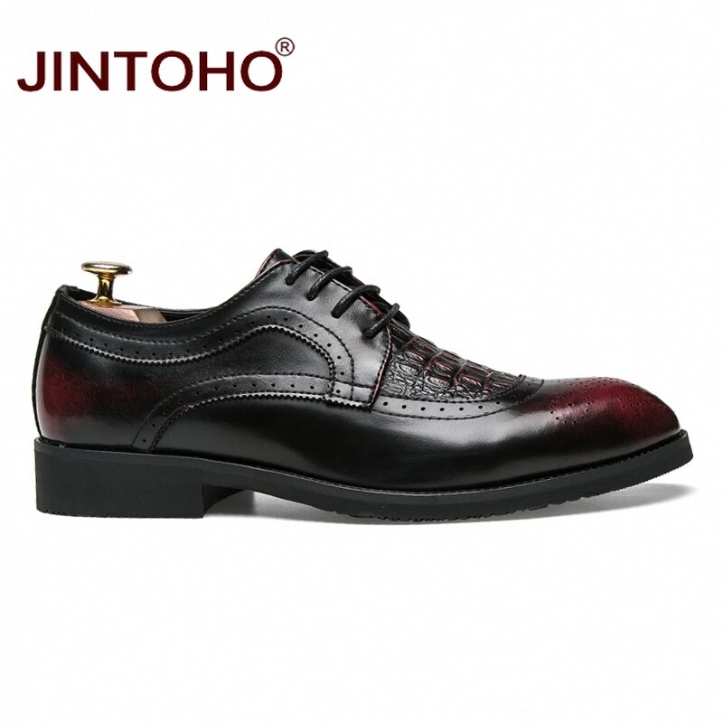 JINTOHO Pointed Toe Men Formal Shoes Breathable Men Dress Shoes Brand Men Leather Shoes Dress Men Moccasins