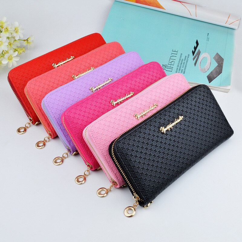 Ladies Zipper Purse Large Capacity Practical Hand Wallet Woman PU Leather Female Long Section Wallet