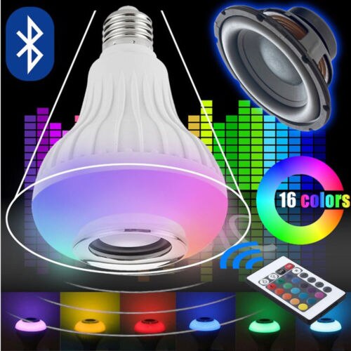 LED Wireless Bluetooth Bulb Light Speaker RGB 12W Smart Music Play Lamp+Remote