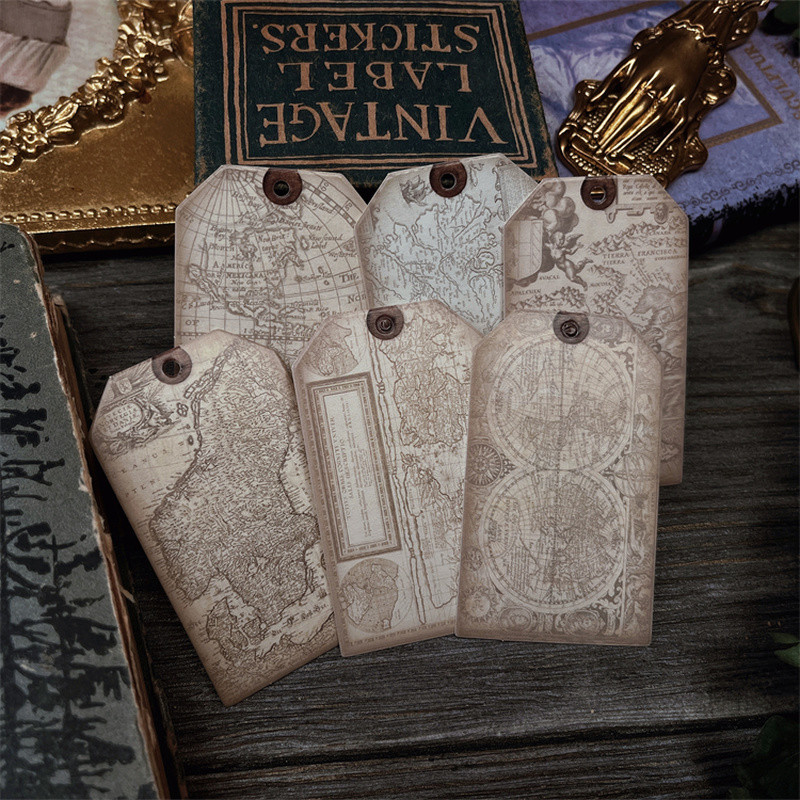 6Pcs Tim Holtz Style Vintage Map Hand Craft Junk Journal Ephemera Craft Paper Shabby Letter Album Scrapbooking Material Paper