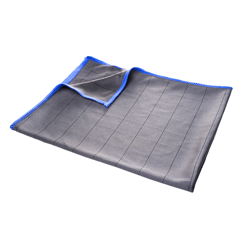 Chiffon en microfibre de carbone pour essuyer les fenêtres, verres à vin, vaisselle, chiffon de nettoyage du verre, chiffon en Fiber de carbone: Bleu