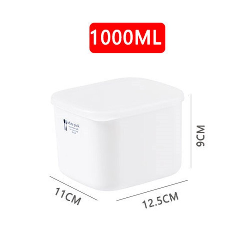 Fiambrera para horno microondas, contenedor de alimentos, caja blanca libre de BAP con tapa esmerilada, material sanitario, contenedor de almacenamiento de alimentos: 1000ml