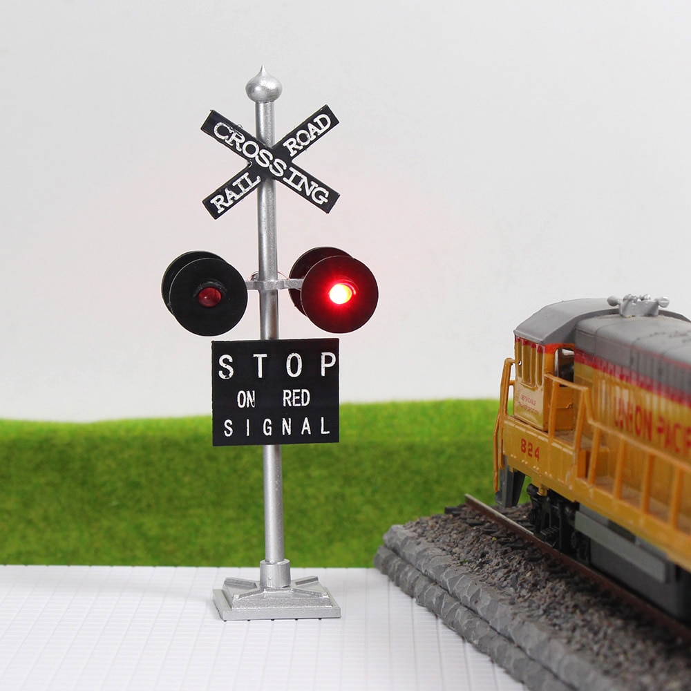 1lot O/HO/N Skala Modell Eisenbahn Block Signal Verkehrs Bahnübergang Signal 4 Köpfe Leds Made + Circuit Board Flasher