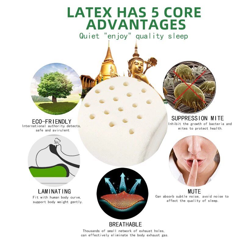 Puur Natuurlijke Latex Orthopedische Kussens Thailand Corrigerende Nek Slaap Kussen Beddengoed Cervicale Kussen Beschermen Wervels Gezondheidszorg