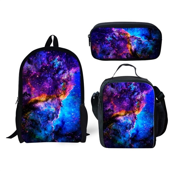 Galaxy/ruimte/universum print jongens meisjes schooltassen casual stuks set rugzakken kinderen orthopedische schooltassen: C0164 cgk