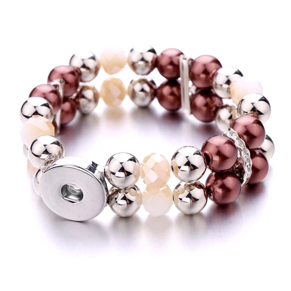 18mm Snap Jewelry Multilayer 10mm Crystal Pearls Bead Snap Bracelet Fit Snap Buttons Jewelry Handmade Summer Beaded Bracelet: 7