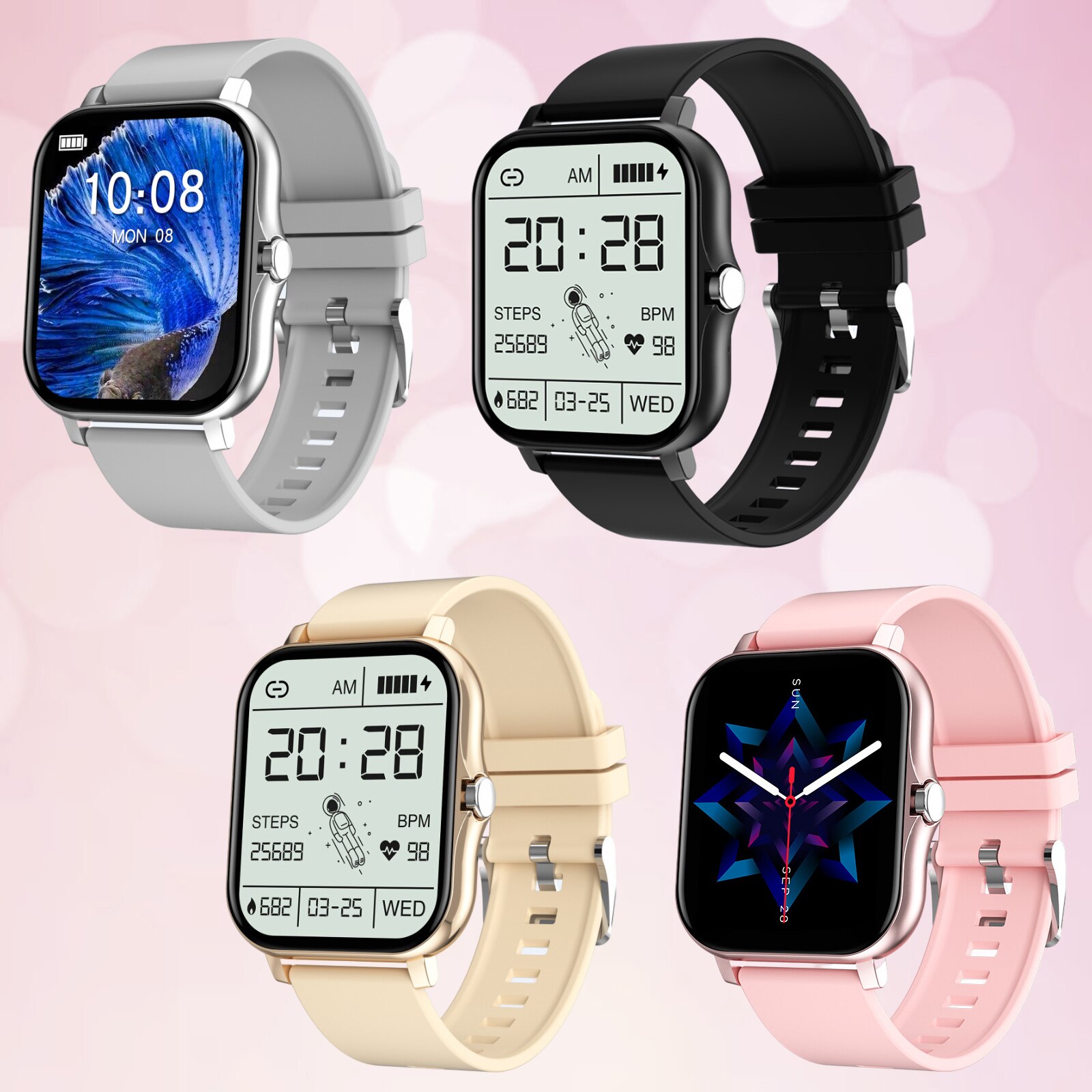 GT20 1,69 "reloj inteligente Smartwatch recordatorio de llamada Monitor de presión arterial dormir seguidor de actividad/deporte impermeable pulsera