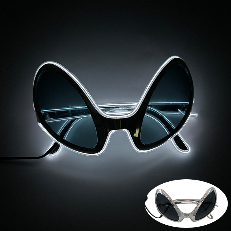 Funny Neon Glowing ET Glasses LED Luminous Alien Glasses For Halloween Party Supplies Light Up Eyeglasses Men Women Accessories: MINT GREEN