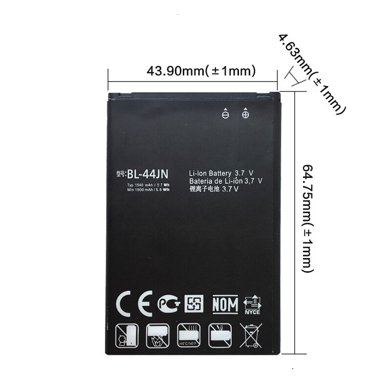 1 pièces BL-44JN BL 44JN BL44JN Téléphone Portable Li-ion Batterie pour LG P970 E730 P690 P693 E510 C660 p698 c660 ms840 L5 E610 E730 E400