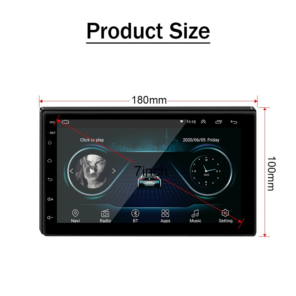 Car Media Android Stereo Video Music Universal Player MP5 7 Inch GPS Bluetooth