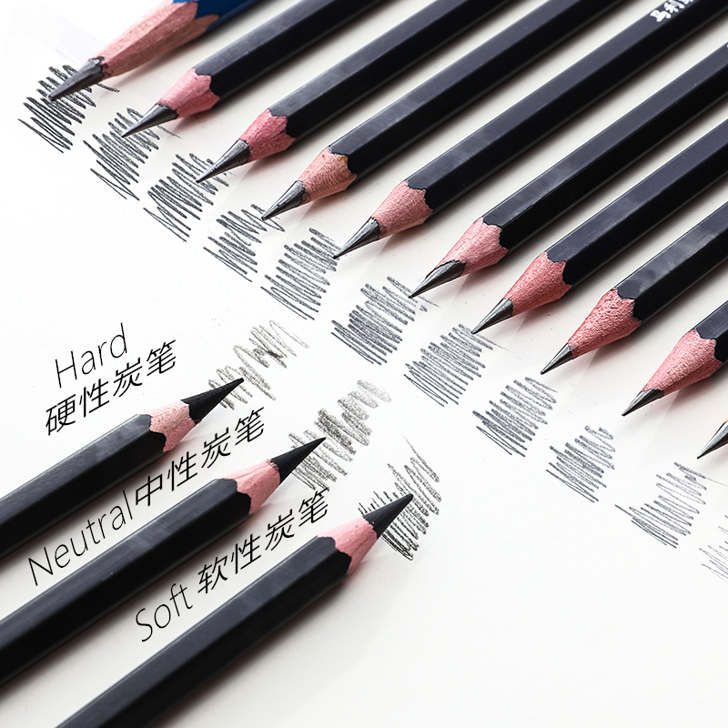 6/3 pcs Drawing Charcoal Pencil Painting 2H-8B 10B 12B Lead Level Honed 14B for Beginners Soft Neutral Hard