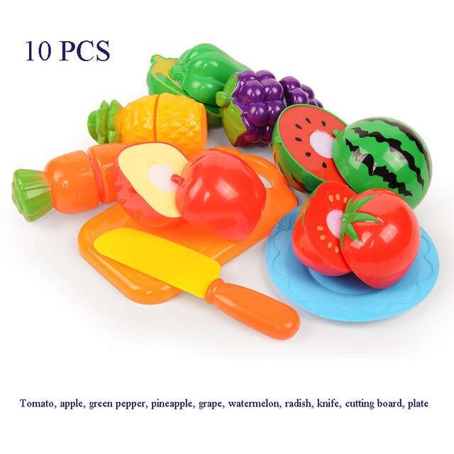 37 Pieces / set children pretend to play with toys fruit and vegetable cutting magnetic Mini toys children's kitchen food toys: 10 PCS