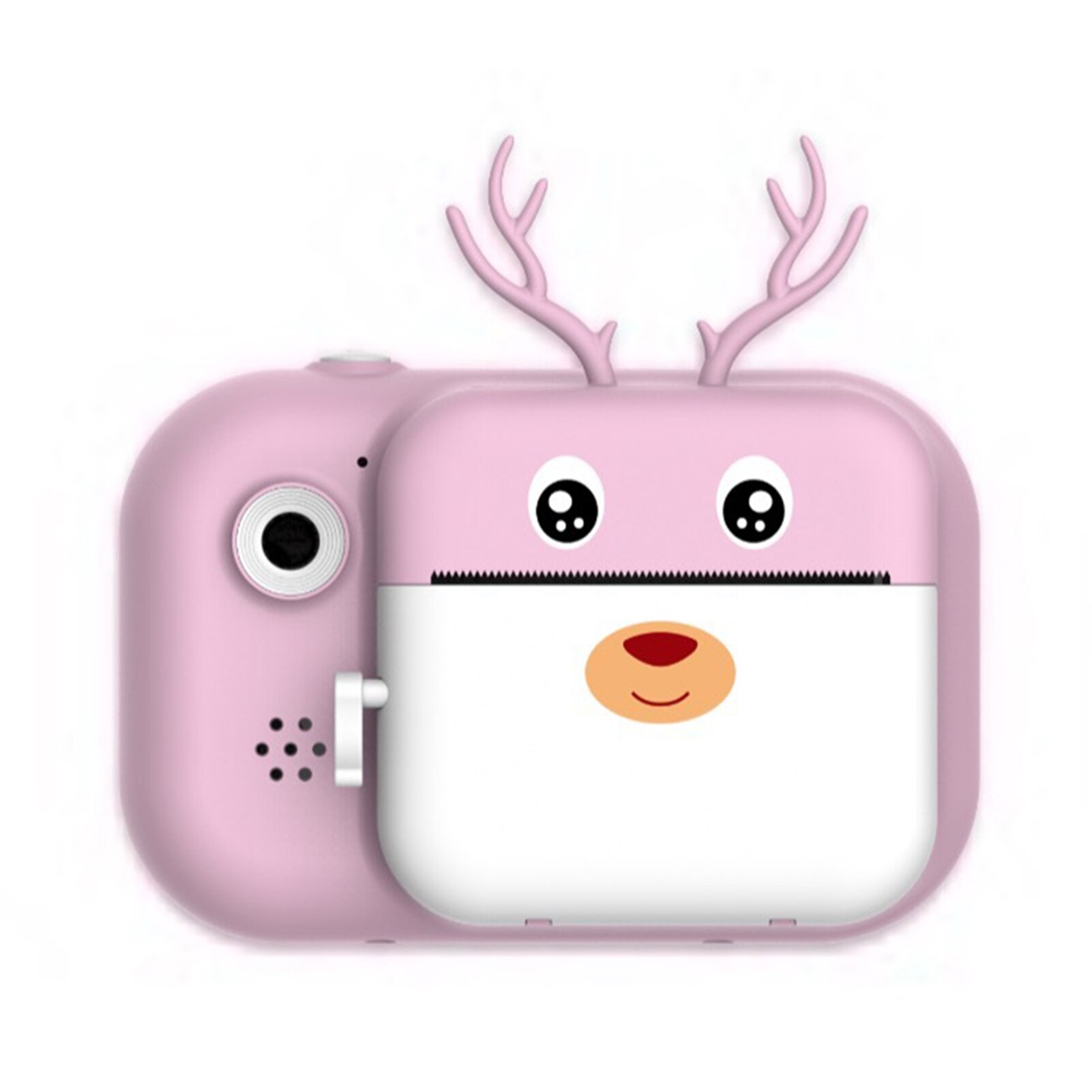 16G 24MP For Kids 1080P HD Video Zero Ink Instant Print Camera USB Rechargeable Cute Antler Selfie 2.4inch Screen Mini Portable: Pink