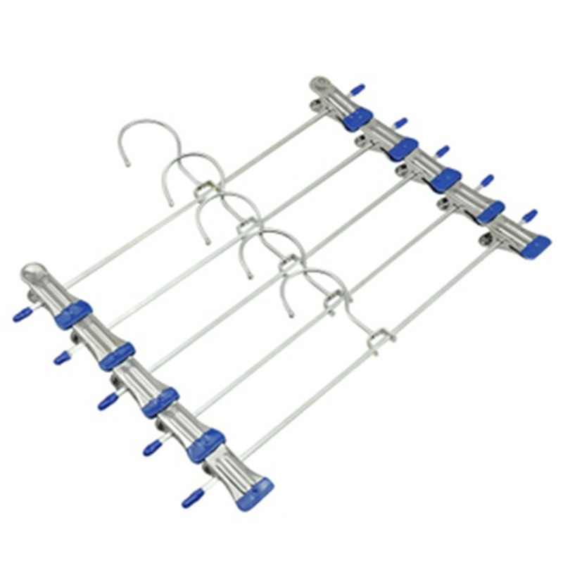 10Pcs Kleerhangers Sterke Kleerhanger Droogrek Voor Broek Rok Broek Non-Slip Rvs Hangers Drogen kleding: Blauw