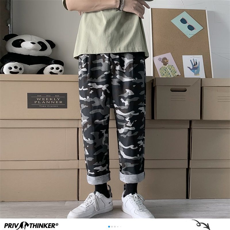 Privathinker Men's Camouflage Harem Sports Pants Autumn Korean Man Loose Ankle-Length Trousers Streetwear Male Casual Pants