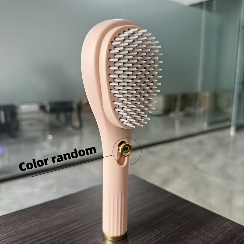 Zelfreinigende haarborstel voor vrouwen, intrekbare haarborstel, schoon te maken, antistatische massageborstel, roterende telescopische structuur: Black