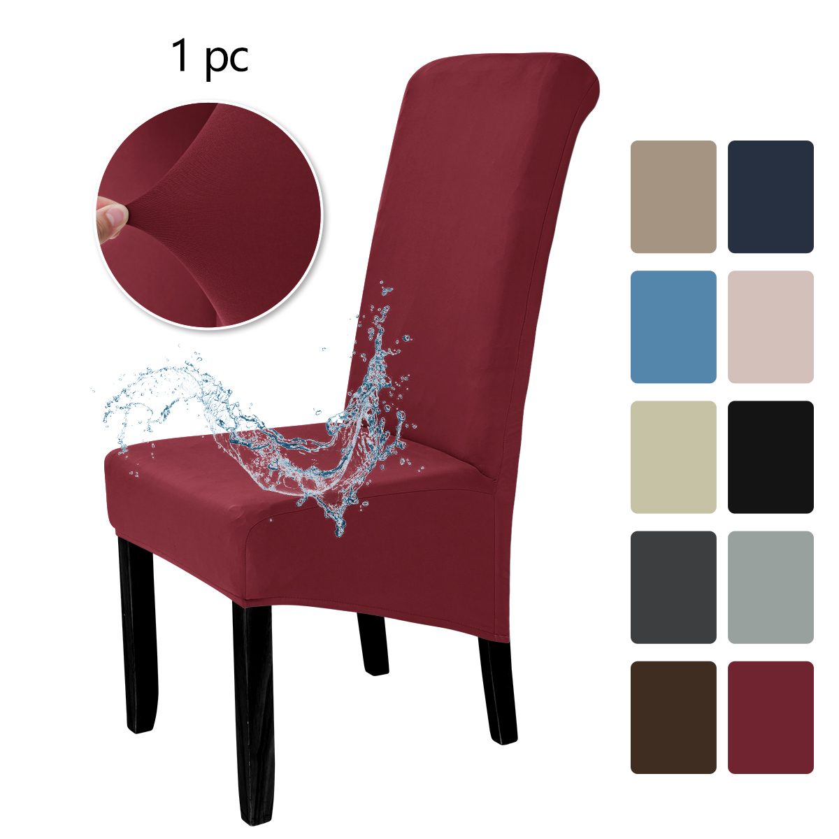 1pc elastiske vandafvisende stolebetræk med høj ryg, egnet til beskyttelse af hotelstolebetrækets dekoration: Burgunder
