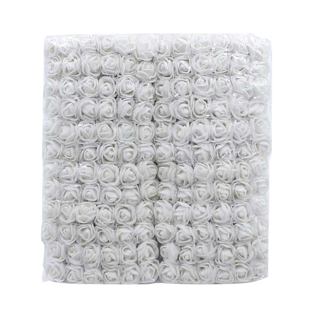 144 Stuks Kunstbloemen Mini Foam Rozen Met Stem Wedding Boeket Decor Decoratie Cake Decor Voor Intersperse: White