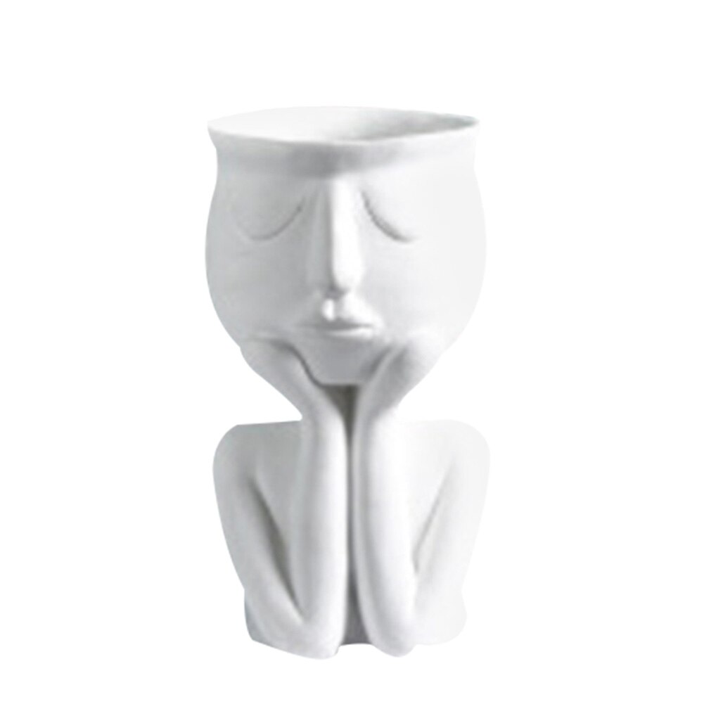 Personagem retrato vaso de flores resina suculentas planta pote rosto abstrato vaso de flores casa desktop paisagem decoração jan88: White A