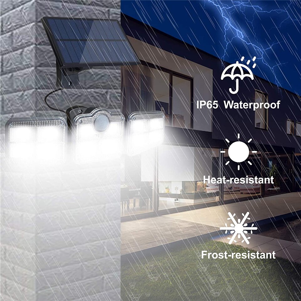 Super Bright Solar LED Light Outdoor Motion Sensor with Remote Control 270° Wide Angle Illumination Wall Lamp for Garden Garage