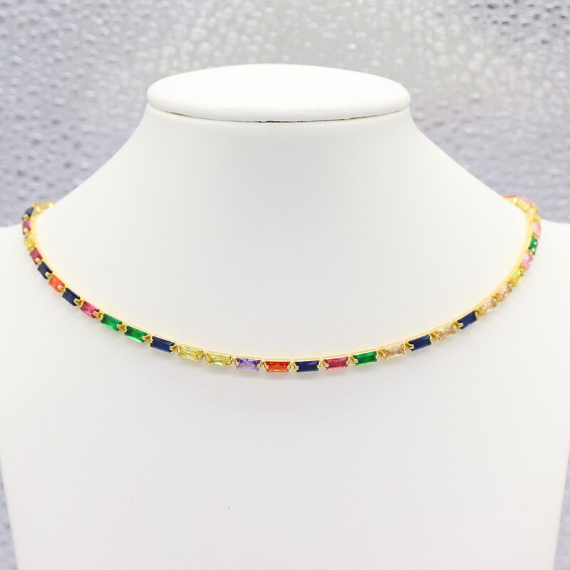 Weihnachten Regenbogen CZ Shiny Wassertropfen Choker Charme Halsketten Charming Frau Hochzeit Party Geburtstag Halsband Schmuck: H style