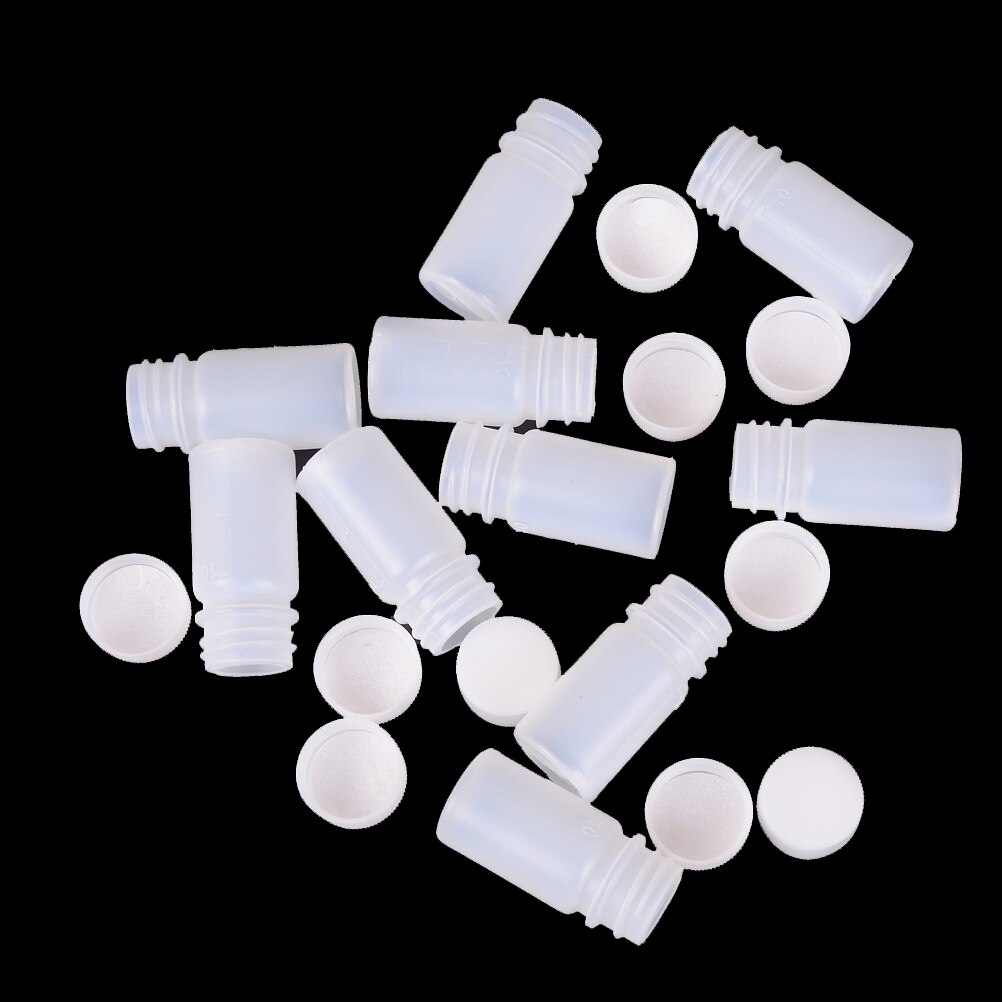 10pcs 10ml Sample Bottle White PP Plastic Cylindrical Chemical Container Reagent Bottle