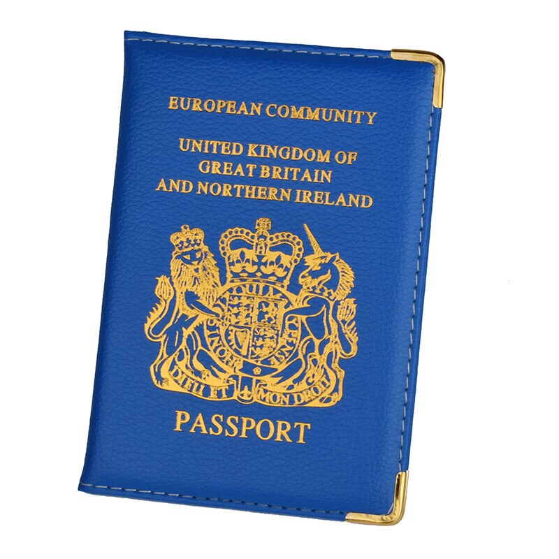UK and European Passport Holder PU Leather Covers for UK Men Women French Passports Organizer for Travelling: Blue
