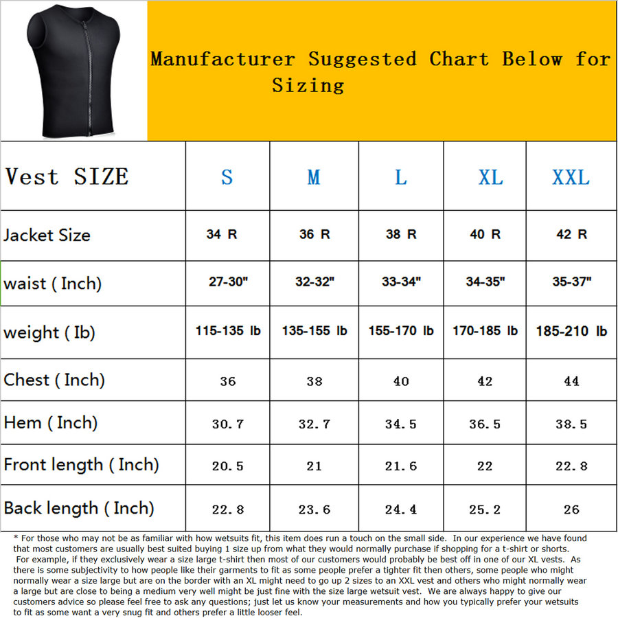 Realon Wetsuits Vest Heren 3mm Neopreen Top Overhemd Mouwloos Rits Sport XSPAN voor Duiken Surfen Zwemmen Snorkelen