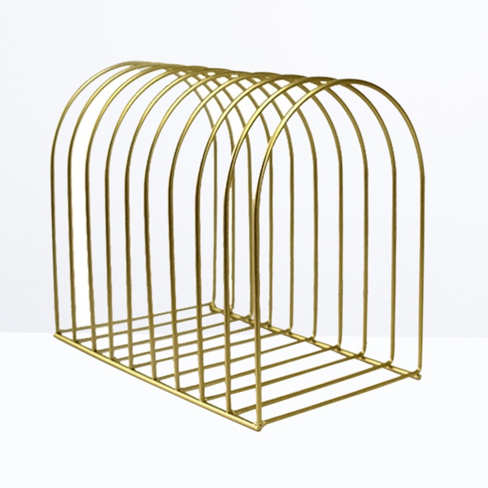 Nordisk jern bogreol desktop lille opbevaring boghylde rack kontor desktop dokument opbevaring rack til bog magasin fil (gylden)