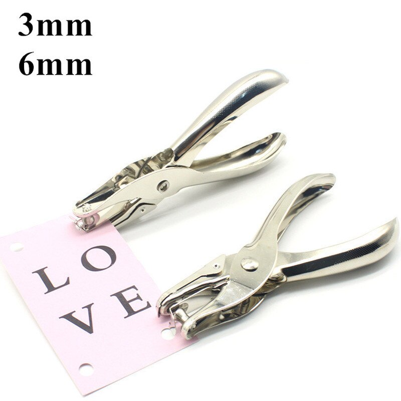 Metal Hand Paper Punch Craft Sheet Single Hole Puncher Circle Shape 3/6mm Hole Paper Punches for Card Making Scrapbooking