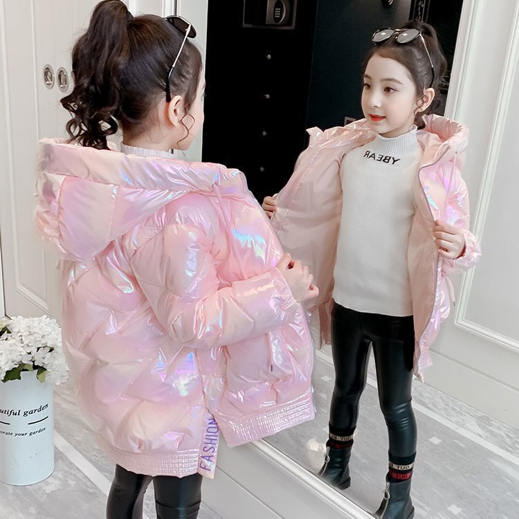 Bambini scuola invernale ragazze abbigliamento per bambini giacca lunga abiti da ragazza cappotto spesso con cappuccio tuta da neve senza lavaggio capispalla cappotto Parka: Pink Waterproof / 130cm