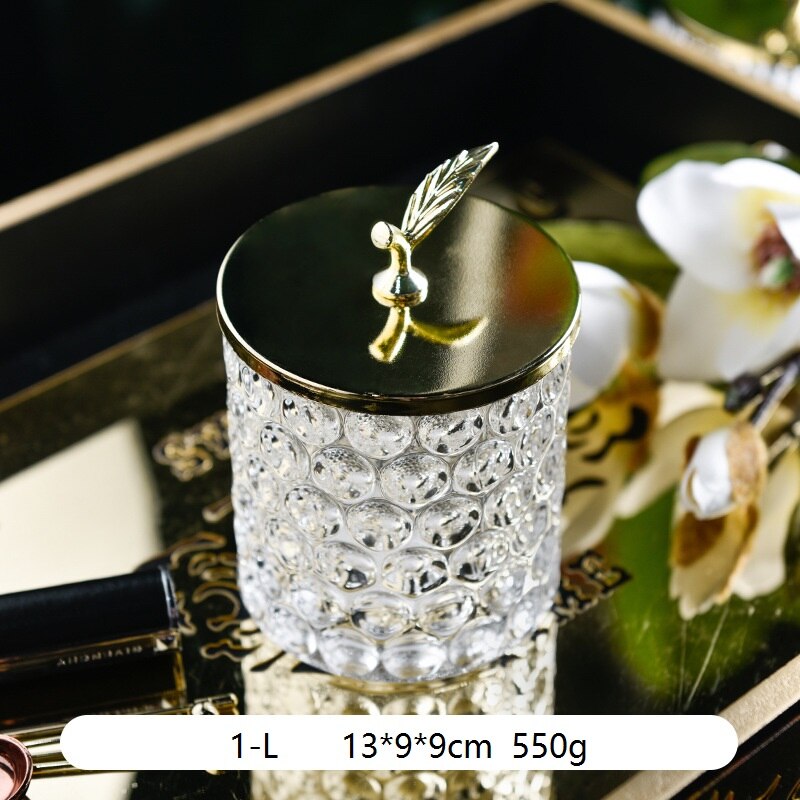 Retro Glass Storage Jars with Lid Candy Christmas Food Snacks Tea Spice Cereal Container Kitchen Storage Can Decoration: 1-L