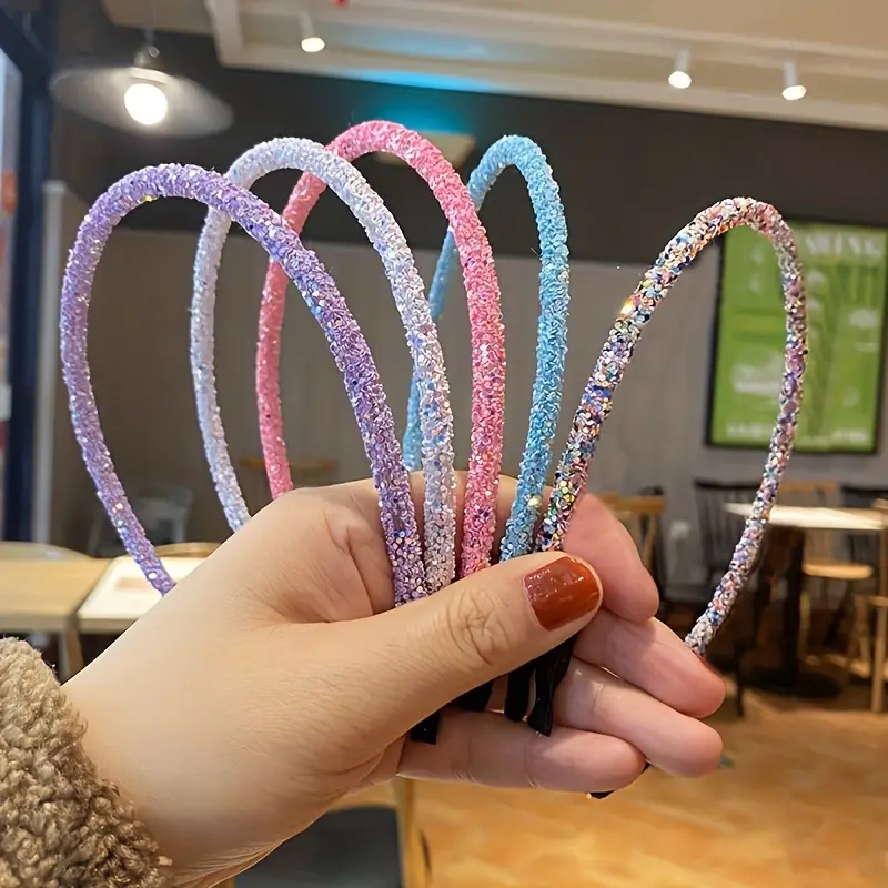 7 Uds. Diademas bonitas con forma de estrella y purpurina, diademas brillantes para niñas, diademas bonitas para niñas, decoración para fiestas, accesorios para el cabello