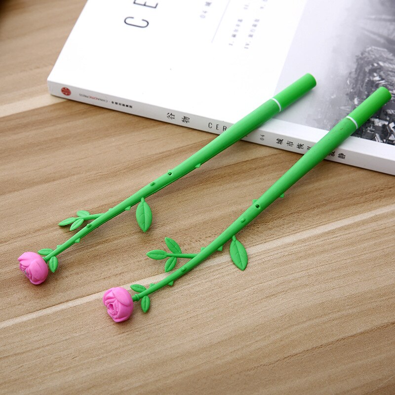 1 st bröllop signatur gel penna, blomma penna skolan kontorsmaterial rosa penna