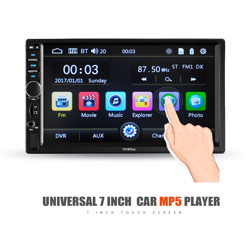 CAMECHO Autoradio Bluetooth 2 Din 7 Zoll Touchscreen Double Din Autoradio mit Spiegel Link FM Radio Lenkrad Steuerung Auto System Backup Kamera Auto Unterstützung USB AUX TF SD MP5 Multimedia Player