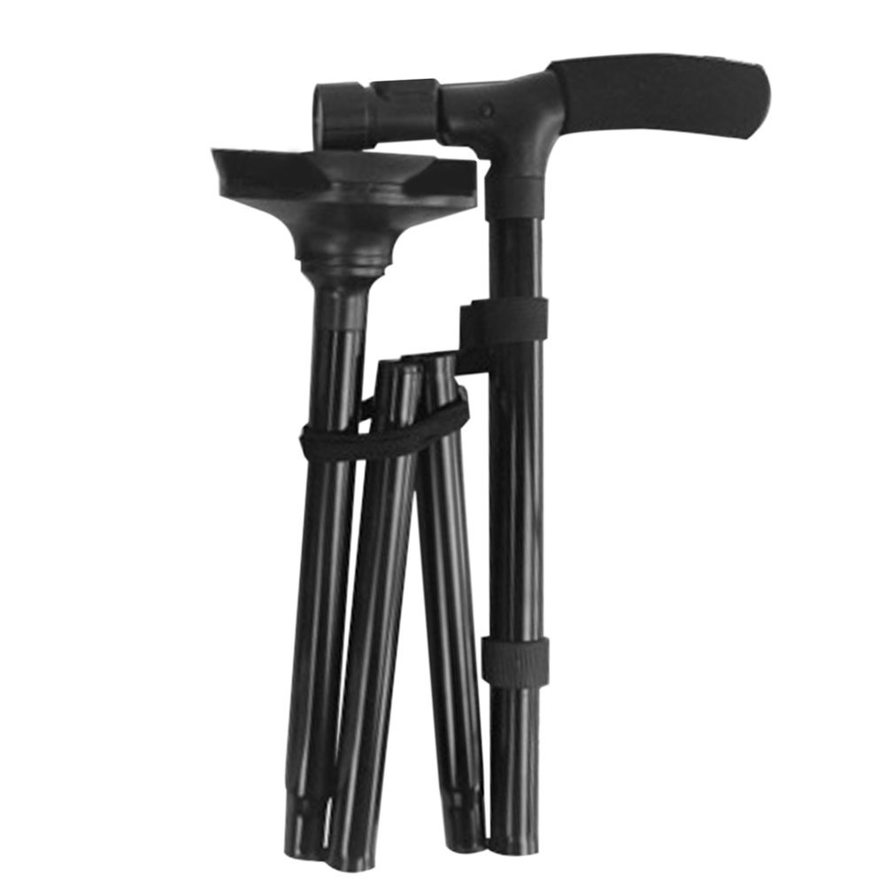 Bastón Mágico plegable con luz LED para caminar, bastón de seguridad con 4 cabezales, pivotante, Base confiable para manillar en T de ancianos, bastones de Trekking