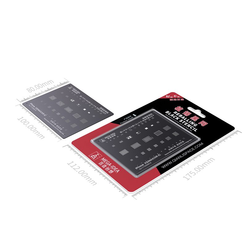 Qianli mega-idé bga svart universal stencil 0.3/0.35/0.4/0.5mm parallella hål multifunktion planteringsplåt nät bga reballing verktyg