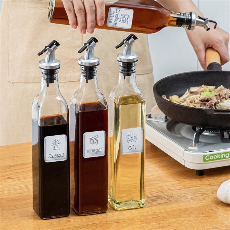 Glass Oil Bottle Glass Glass Rack Condiments Container Bottle Kitchen Tools