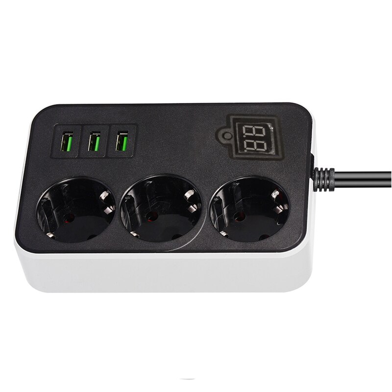 Slimme Timing Power Strip 3 EU Plug Outlets Elektrische Socket met USB 3 Poorten Charger Adapter Dock 5V 3.4A 1.8m Verlengsnoer