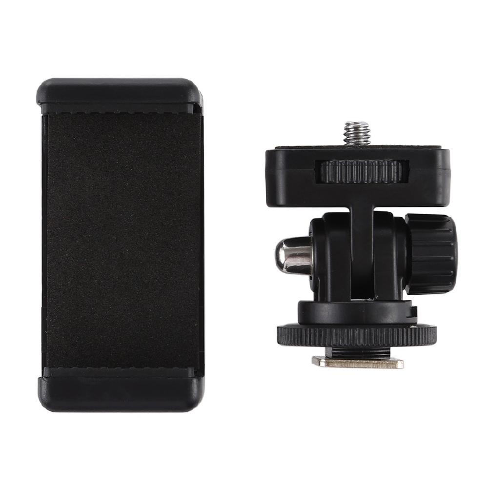 1/4 Screw Tripod Cold Shoe Head with Mobile Phone Clip Universal SLR Camera Holder
