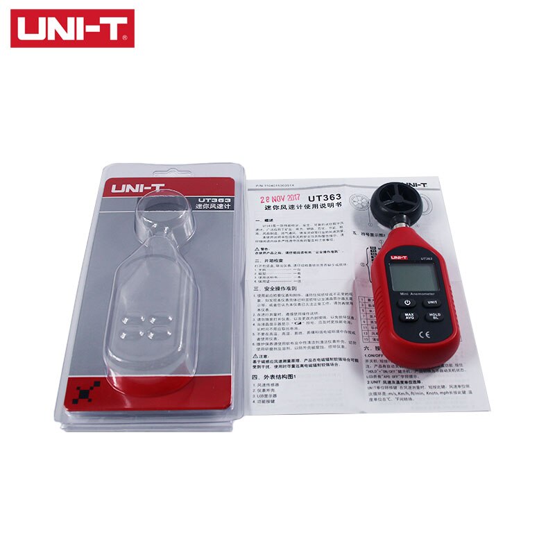 UNI-T UT363 Handheld Anemometer Mini Digital Wind Speed Measurement Temperature Tester Air Flow Speed Wind Meter LCD Backlight