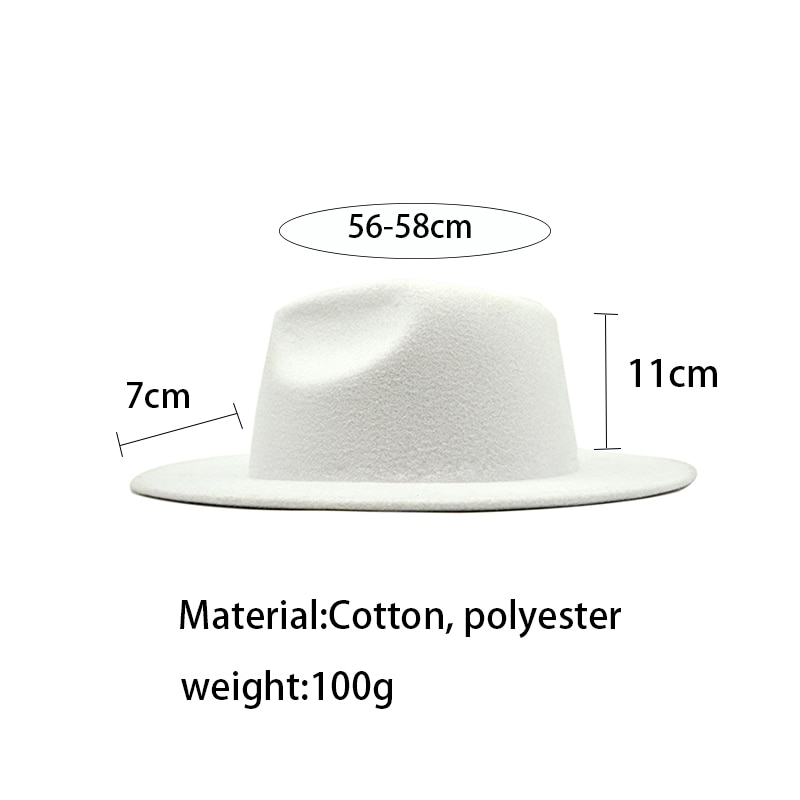 Høst vinter dame filthatt fedoras hatter med stor brem for kvinner britisk stil vintage kirkehatter dame flat brem hvit jazz cap