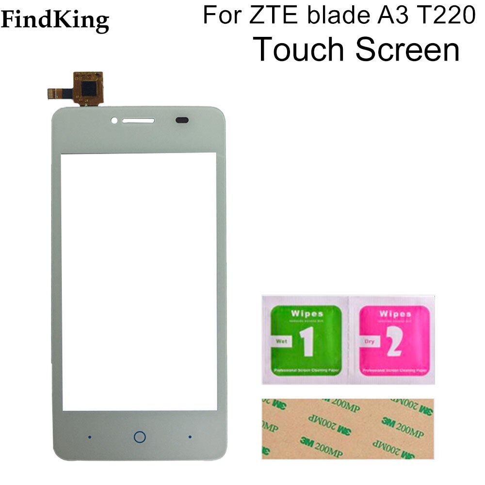 4'' inch Touch Screen Front Glass For ZTE Blade A3 T220 Touch Screen Glass Digitizer Touch Panel Sensor Tools Adhesive: White No Tools