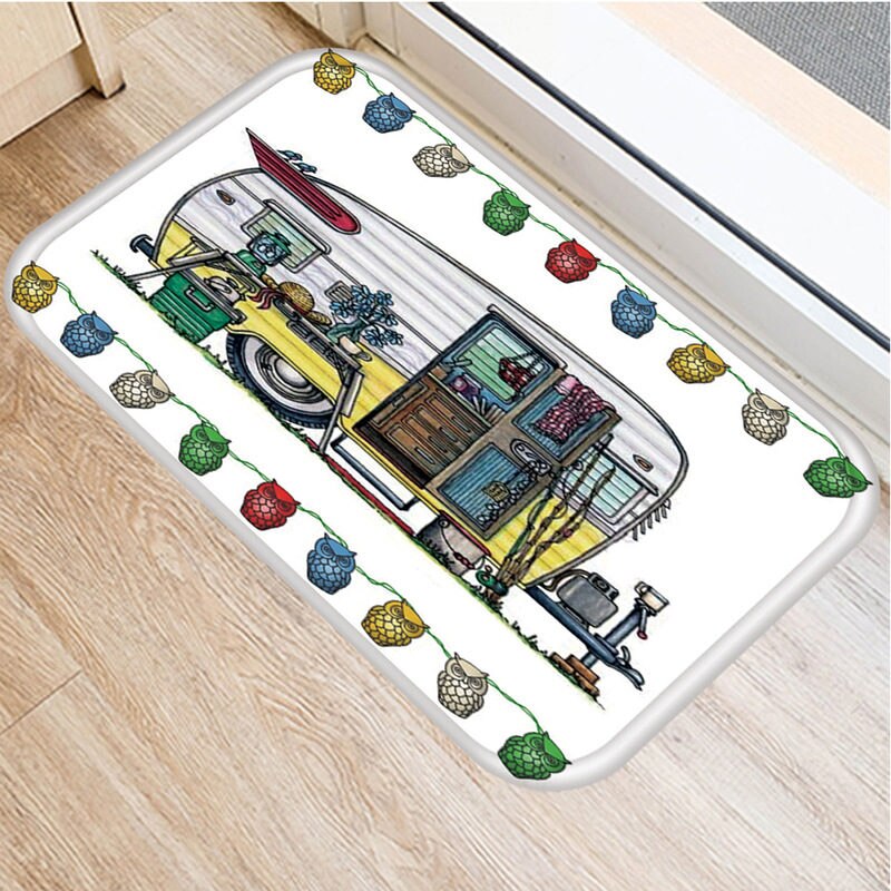 1 st 40*60cm tecknad husbil uggla mönster halkskyddad mocka matta dörrmatta dörrmatta utekök vardagsrum golvmatta matta 48273: 2dd-48273-002