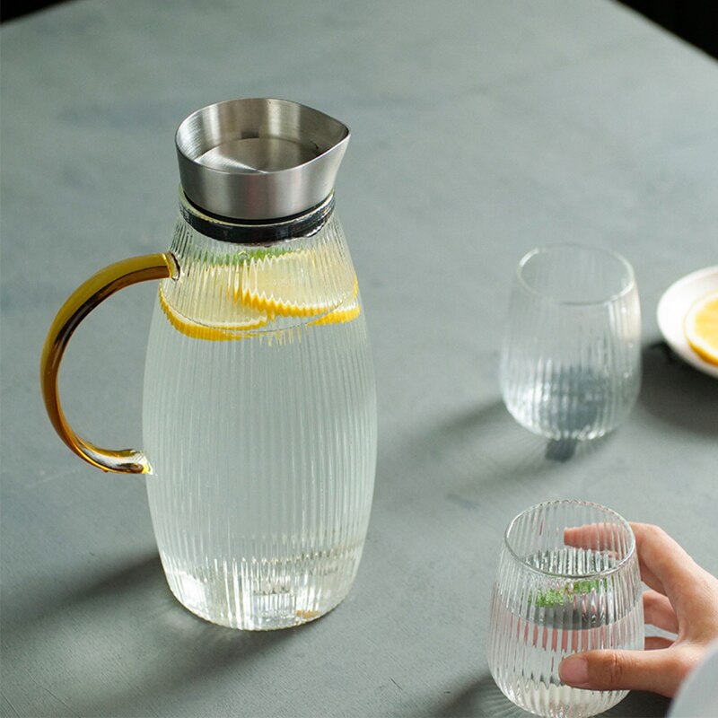 Transparent Glass Water Jug Creativity Heat-resistant Glass Cold Kettle Large Capacity Explosion-proof Household Juice Jug