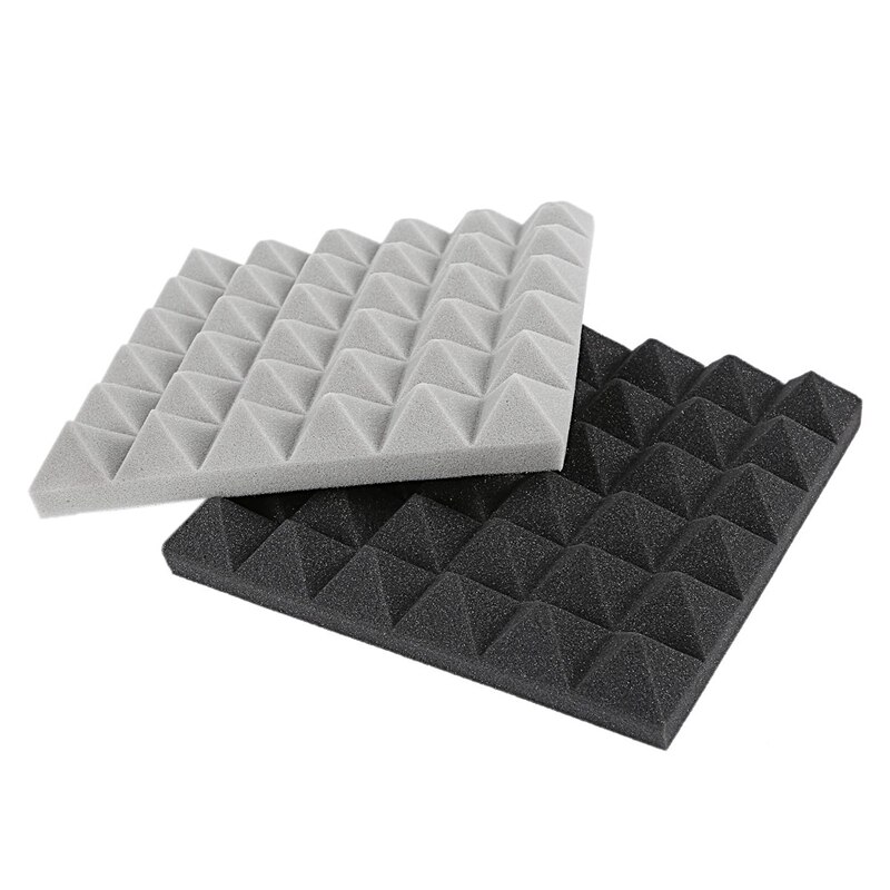 Akustisk skum, akustiske skum paneler, lydisolering skum, akustikpaneler, studie skum 2 inchx 12 inchx 12 tommer  (12 pak) sort + grå