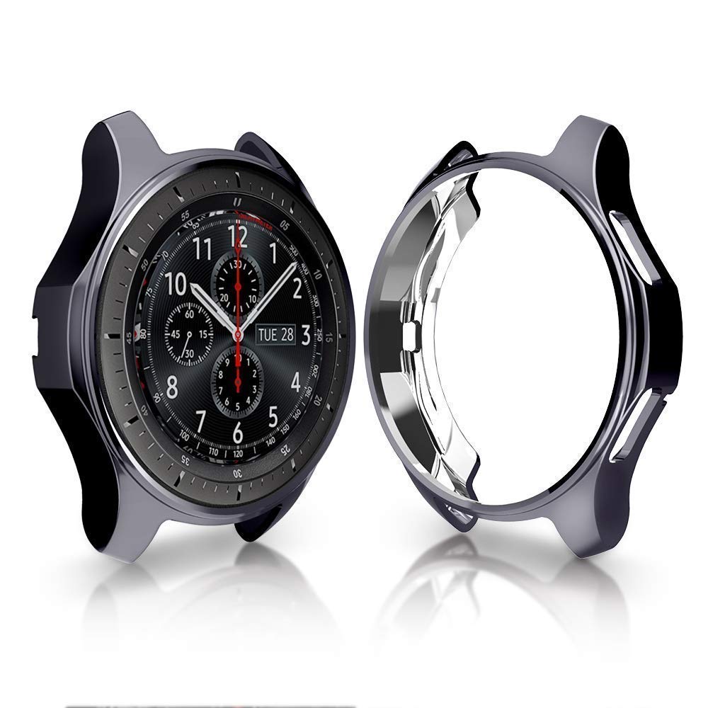Case for Samsung Galaxy Watch 46mm Cases & Gear S3 Frontier Soft TPU Smart Shockproof Case Cover Bumper Protector Frame Plated: Gray / Galaxy Watch 46mm