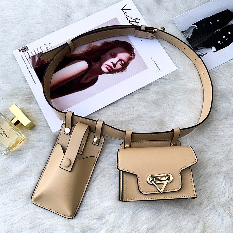 Luxury Waist Bag Phone Bag Female Chest Bag Shoulder Crossbody Bag Purse Woman Fanny Pack: C khaki  Waist bag